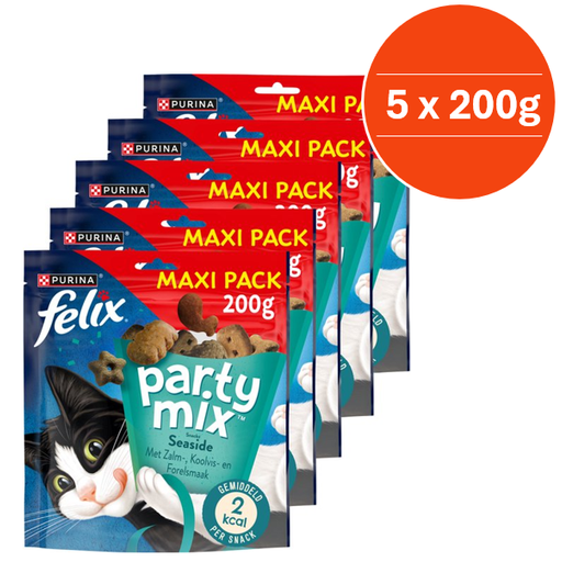 Felix Party Mix Seaside Cat Treats Salmon, Pollock & Trout 5 x 200 g