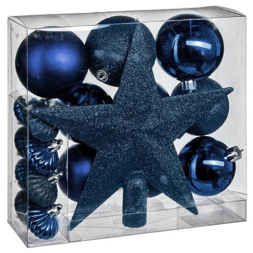 Lot de 18 boules de No?l bleu nuit Atmosphera