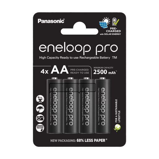 eneloop Akku NiMH, Mignon, AA, HR06, 1.2V/2500mAh Pro, Pre-Charged, Retail-Blister (4-Pack)