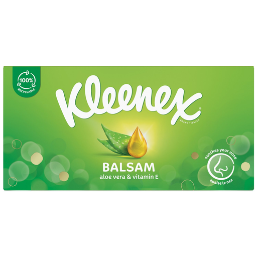 KLEENEX Mouchoirs Visage 3 Plis Formule Baume avec Calendula & Aloe Vera