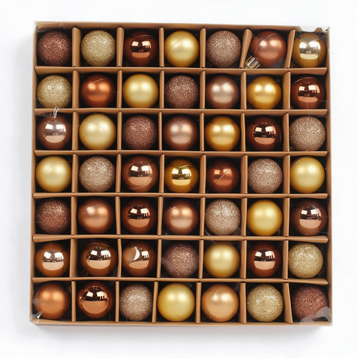 60PCs Caramel Brown Christmas Ball Ornaments