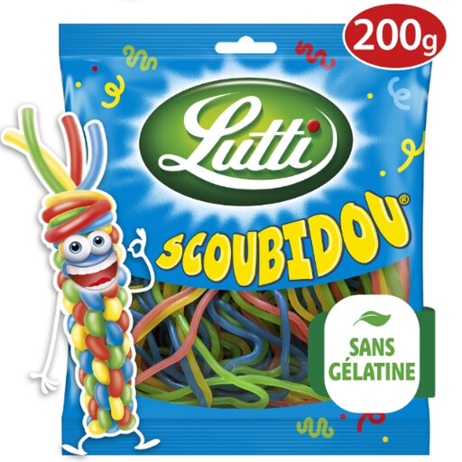 Lutti SCOUBIDOU Multi-Flavour Chewy Straw Sweets 200g