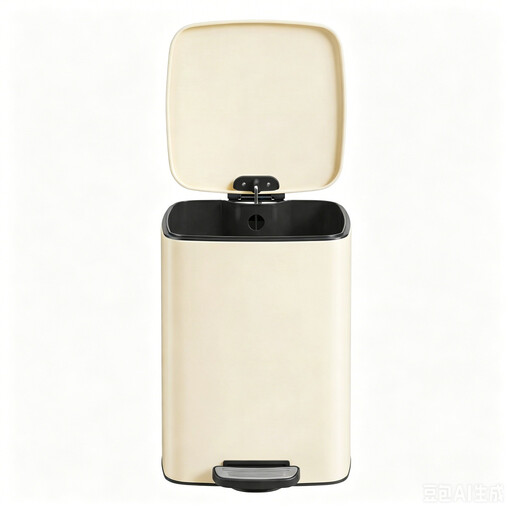 JOYFURNOS 20L Trash Can, Kitchen Garbage Can, Soft Close and Stays Open, Sand Beige