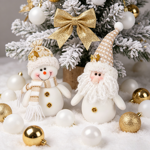 2Pcs 10.6in 27cm Christmas Decorations Snowman Santa Claus
