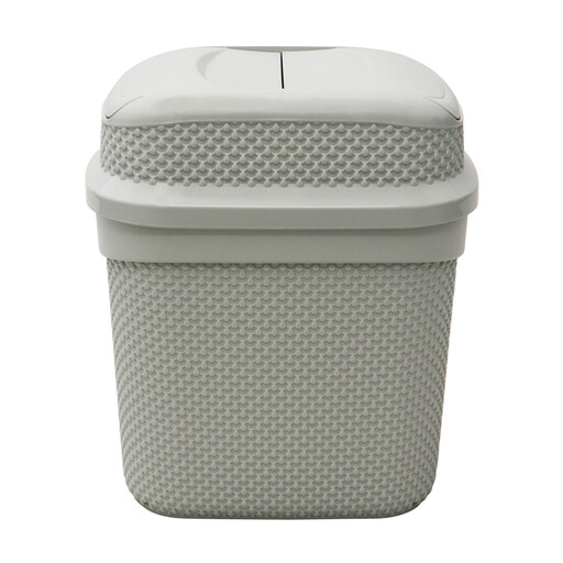 JVL Droplette Design 塑料带盖垃圾桶 - 11L，冰灰色
