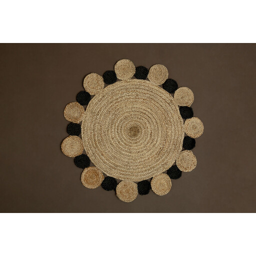 Bosie Rug Demir 100% Jute Round Natural/Black