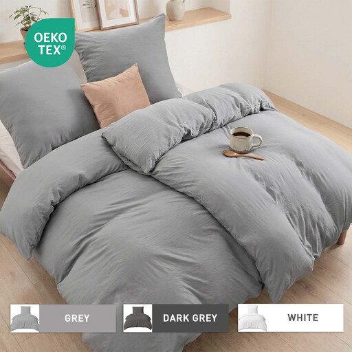 LeBonsoir Light Gray 4-Piece Duvet Cover Set