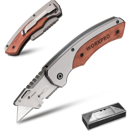 WORKPRO Folding Wooden Handle Utility Knife