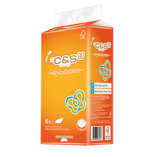 C&S Embossed Hanging Facial Tissue, 4-Ply, 250 Sheets