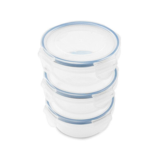 Addis Clip Tight Round Food Storage, 300ml, Set of 3