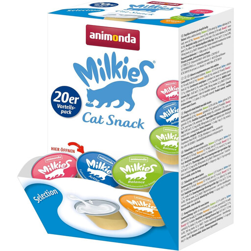 animonda Milkies Cups Selection Mix Pack Cat Snack with Milk, 20 × 15 g