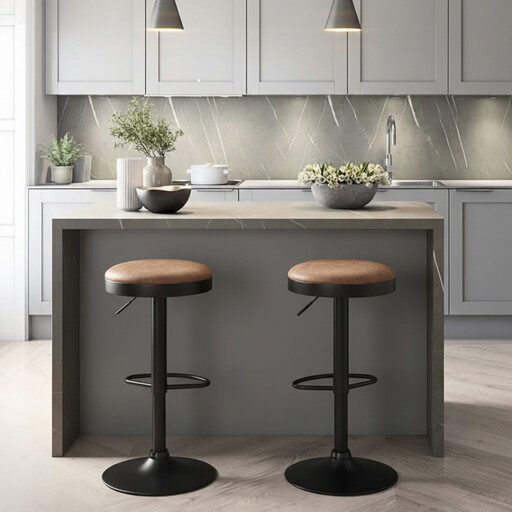 Remi Faux Leather Adjustable Height Bar Stools Set of 2