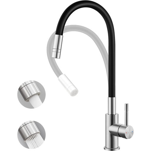 Sofetiy Flexible Black Stainless Steel Kitchen Faucet