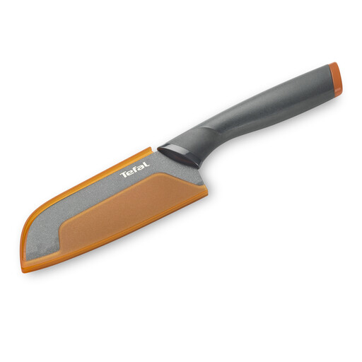 Tefal Fresh Kitchen K12201 Santoku Knife, 12 cm, Anthracite/Orange