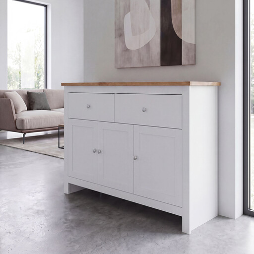 Vida Designs Sideboard Arlington 3 Doors 2 Drawers White Oak Effect