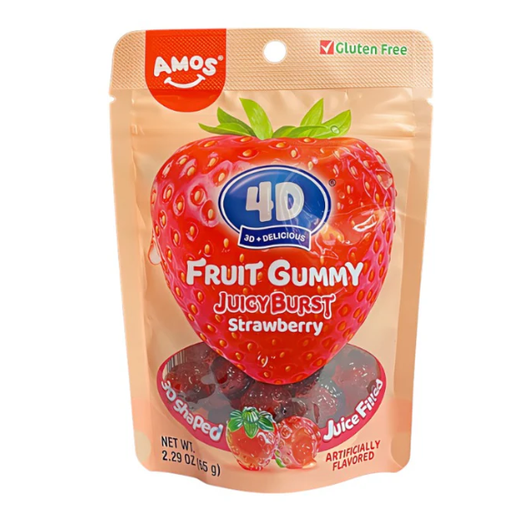 Amos 4D Juicy Burst Strawberry Fruit Gummy Candy