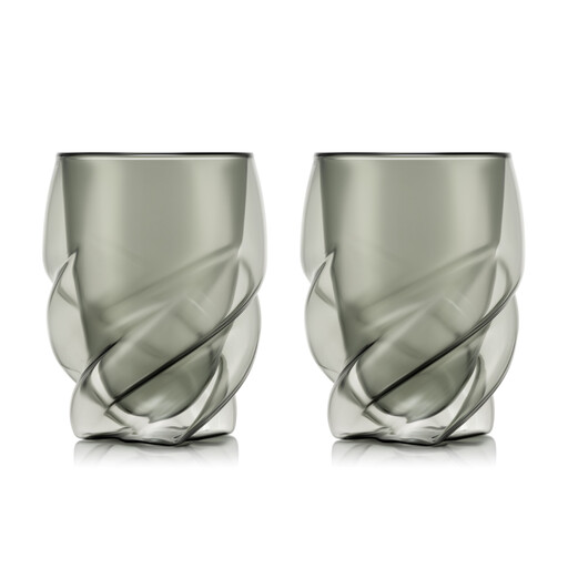Bodum PAVINA PARIS Double Walled Glasses - 270ml, Transparent Grey, Pack of 2