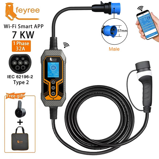 feyree Portable EV Charger Type2 32A 7KW