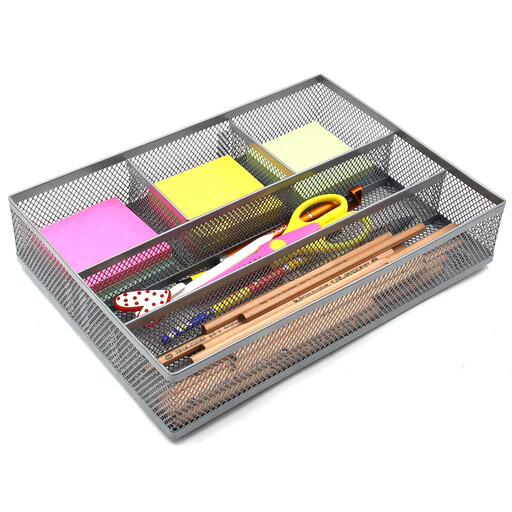 Senhoglb Mesh Drawer Organizer Tray, Silver