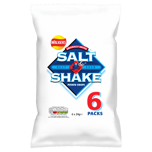Walkers Salt & Shake Crisps, six 24g bags