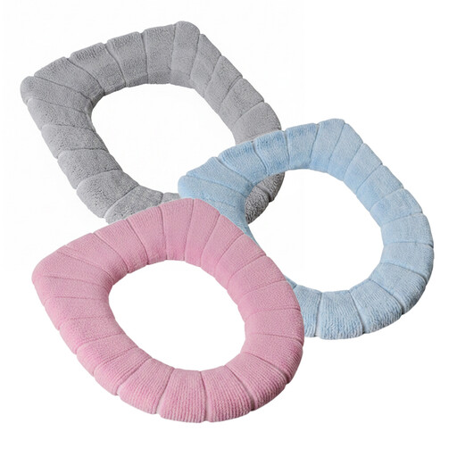 JORDAN&JUDY Housse de siège de toilette en peluche tricotée, 3 pièces, amovible et lavable