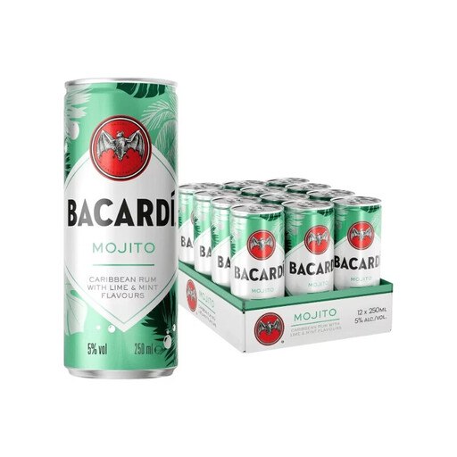 BACARDI Mojito RTD Canned Cocktail, 12x25cl