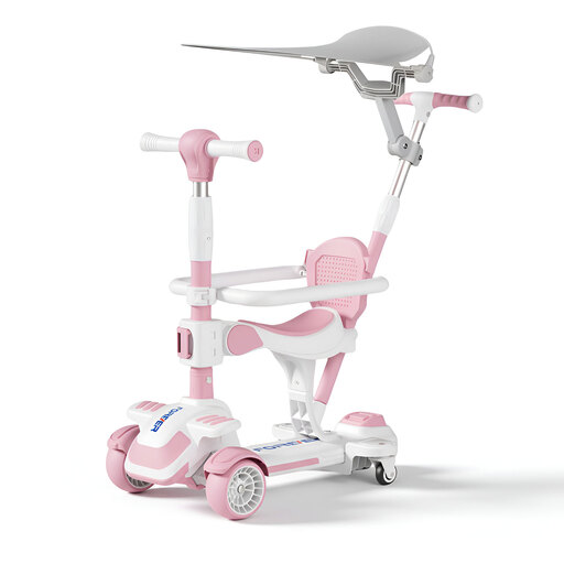 4-Wheel Kids' Scooter with Swivel Seat in Pink