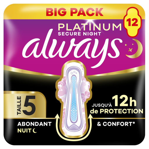 Always Platinum Secure Night Sanitary Towels with Wings Heavy Flow Size 5