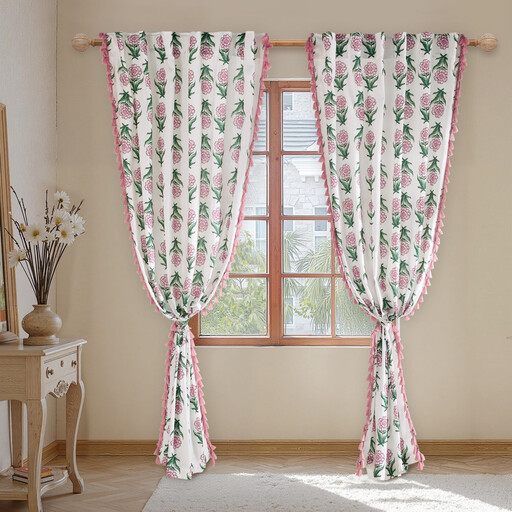 PONY DANCE Floral Linen Curtains for Living Room