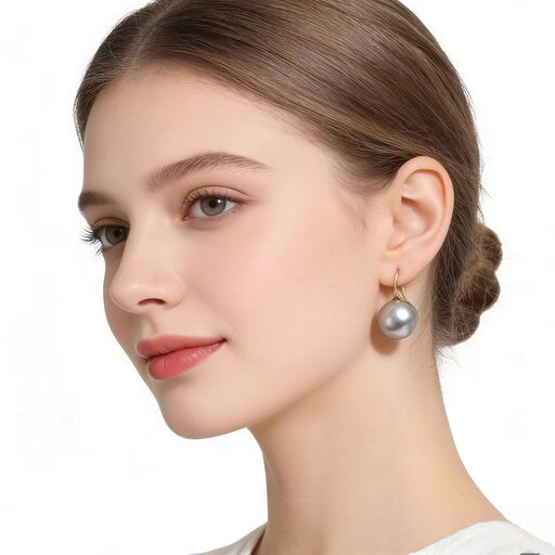 VoxorAI EH5 Charcoal Gray Pearl Earrings