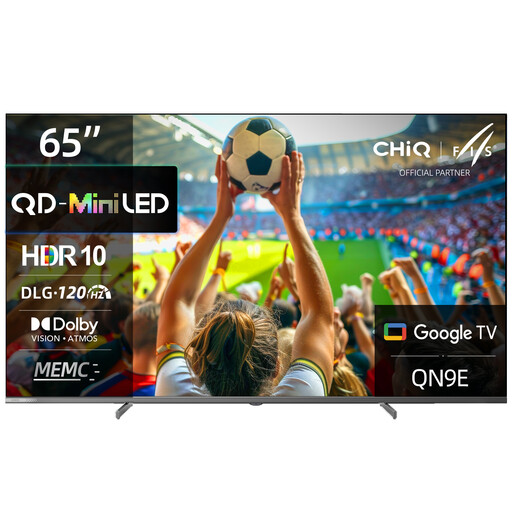 CHiQ M65QN9E 65" 4K UHD Mini LED QLED TV | Dolby Atmos/Vision | DLG 120Hz + MEMC | Google TV (Android 14) | Google Assistant | Metal Bezel & Slim Design