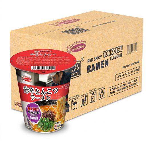ACECOOK IPPIN Instant Noodles in Cup Red Spicy Tonkotsu
