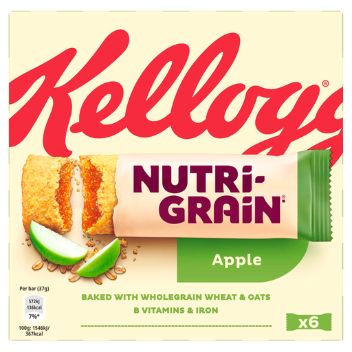 Kellogg's Nutri Grain Fruity Breakfast Bars Apple, six-pack, 222g