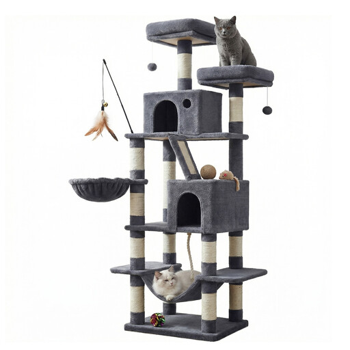 Cat Tree, 168 cm Large Cat Tower in smoke grey