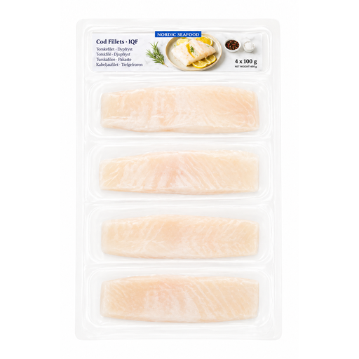 Atlantic Cod Loins skinless boneless Greenland 4x100g
