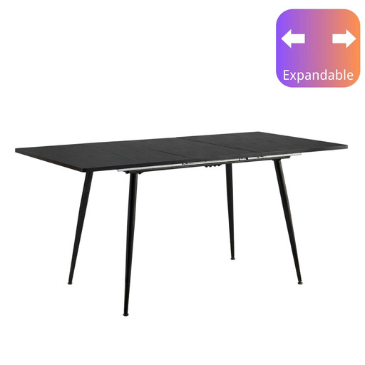 URBAN MEUBLE Black Wood Effect Extendable Dining Table