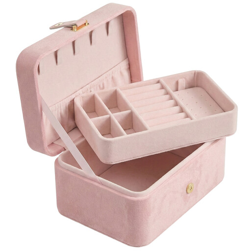 JOYFURNOS Portable Jewelry Box, 2-Layer