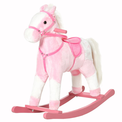 HOMCOM Baby Rocking Horse Plush Ride on in Pink
