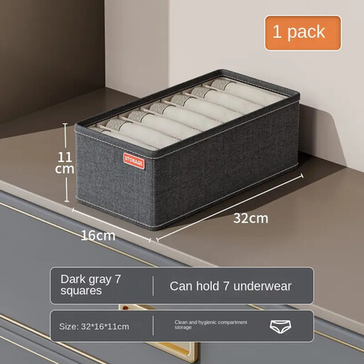 Underwear Storage Box Drawer Style Household Underwear, Sock Storage, Bra Storage 7 Compartments 1pc