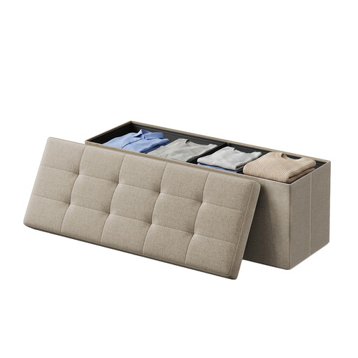 Ochama x SONGMICS Camel Brown Storage Ottoman Bench