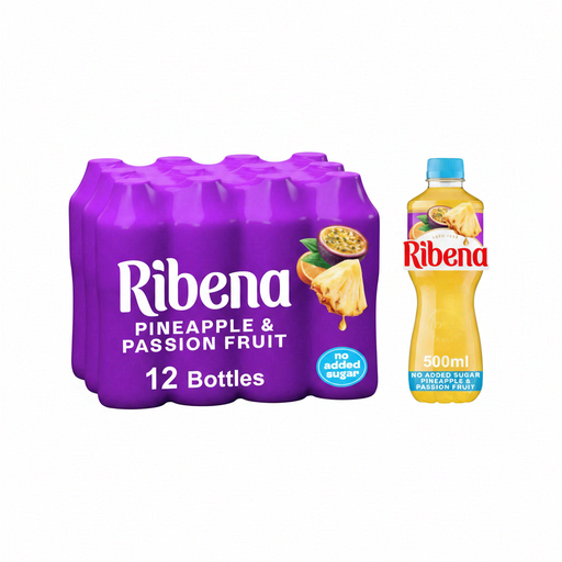 Ribena Pineapple and Passion Fruit Juice Drink No Added Sugar, 12 × 500 ml
