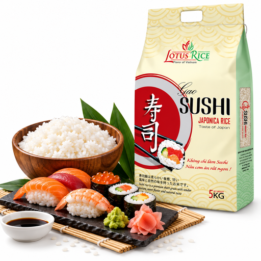 Lotus RICE, short-grain sushi rice, 5 kg pack