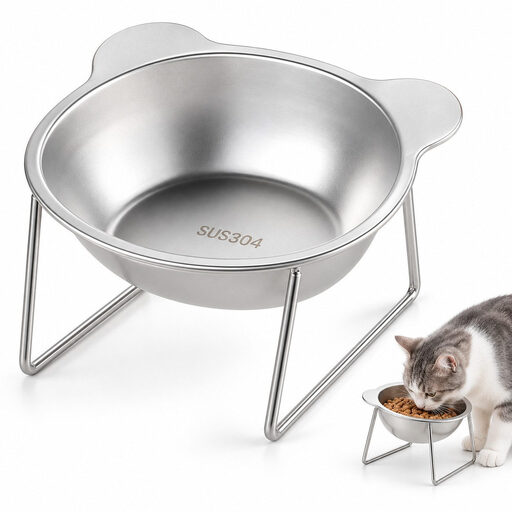 Gamelle surélevée pour chat en acier inoxydable SUS304