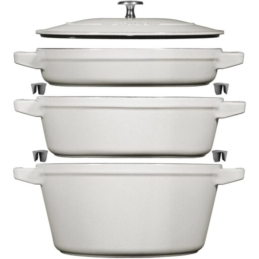 Staub La Cocotte cooking pot set 3-piece white truffle