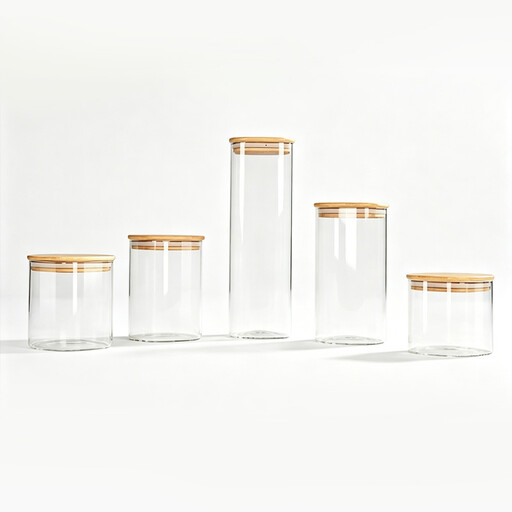 JORDAN&JUDY 5-Piece Food Storage Jars, Glass Airtight Containers