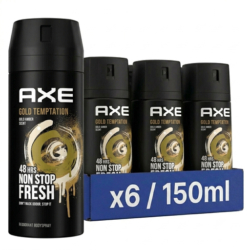 Axe Gold Temptation Deodorant Spray 150ml 6-Pack