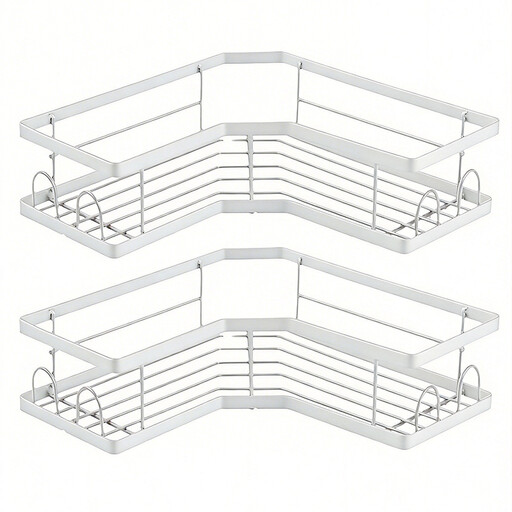 JORDAN&JUDY Set of 2 White Triangle Corner Shelves for Bathroom