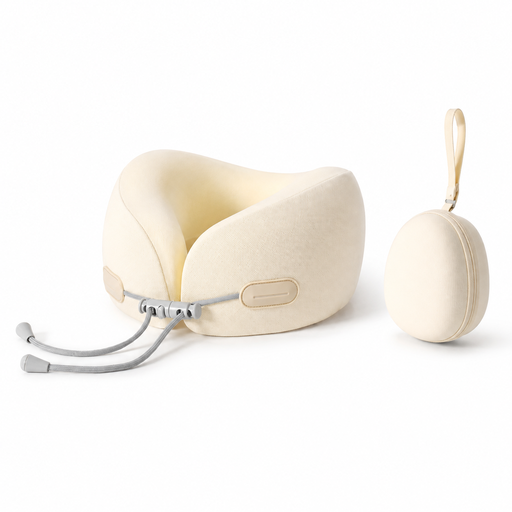VoxorAI Beige Memory Foam U-shaped Travel Pillow