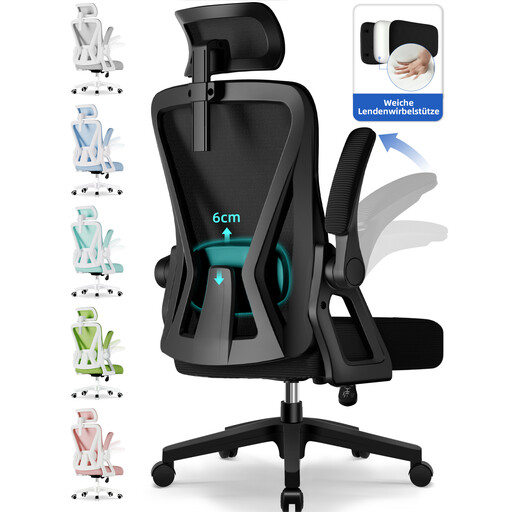 GTIMEX Bürostuhl, ergonomischer Bürostuhl mit verstellbarer Kopfstütze