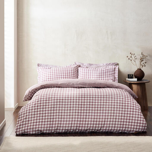 Yard Barton Check 100% Cotton Berry Duvet Cover Set